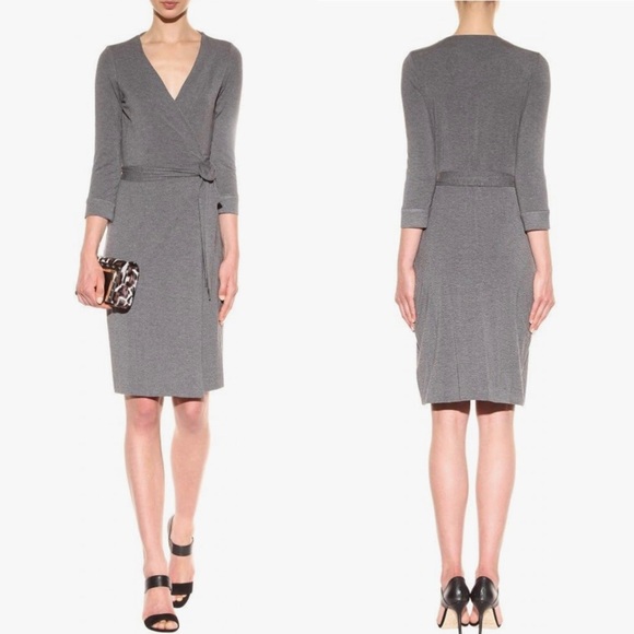 Diane Von Furstenberg New Julian Two Gray Wrap Dress - Picture 2 of 16